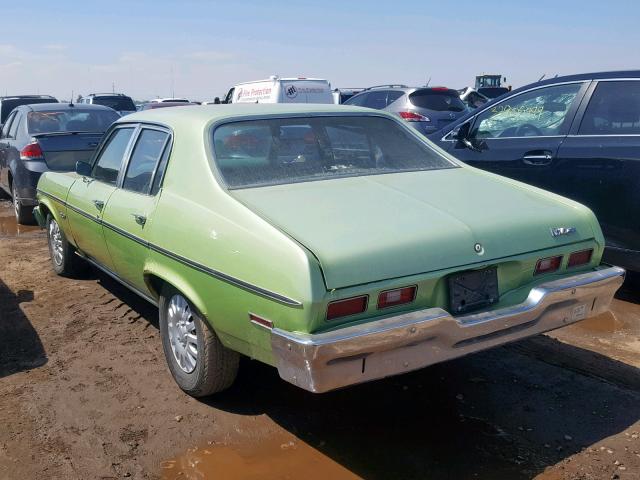 1Y69H3L104713 - 1973 CHEVROLET NOVA GREEN photo 3