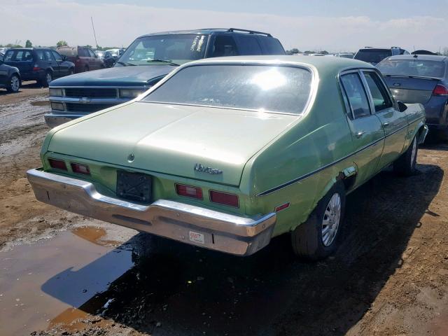 1Y69H3L104713 - 1973 CHEVROLET NOVA GREEN photo 4