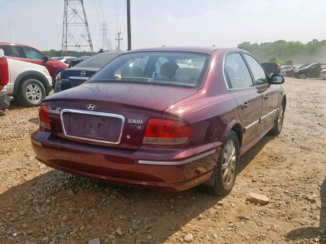 KMHWF35HX3A906837 - 2003 HYUNDAI SONATA GLS RED photo 4