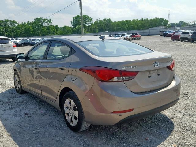 5NPDH4AE4GH771909 - 2016 HYUNDAI ELANTRA SE BROWN photo 3