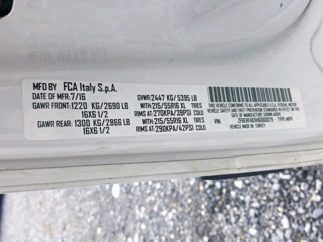 ZFBERFABXH6D60079 - 2017 RAM PROMASTER 白色 照片 10