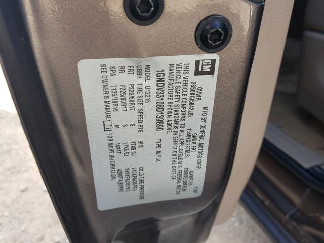 1GNDV33108D139890 - 2008 CHEVROLET UPLANDER L GRAY photo 10