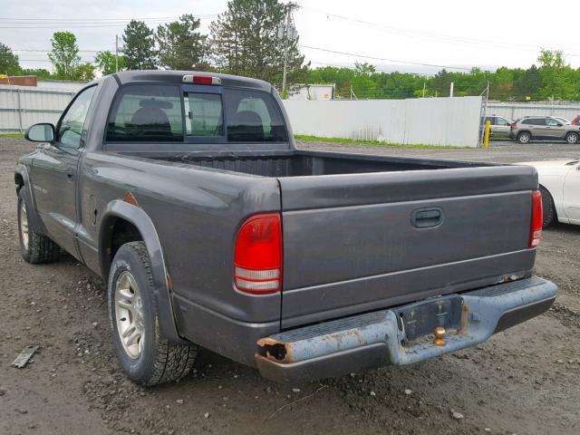 1B7FL36X42S508387 - 2002 DODGE DAKOTA SPO GRAY photo 3