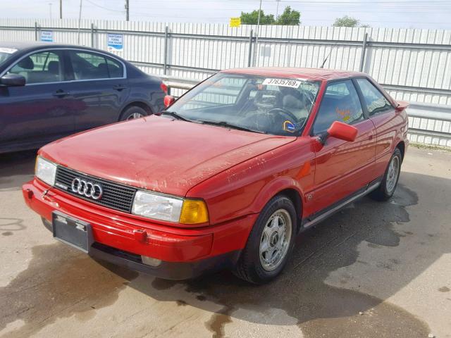 WAUGE08B3LA002312 - 1990 AUDI COUPE QUAT RED photo 2