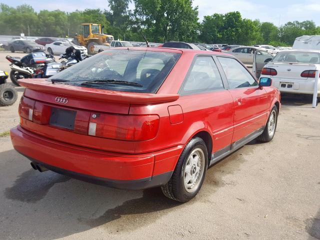 WAUGE08B3LA002312 - 1990 AUDI COUPE QUAT RED photo 4