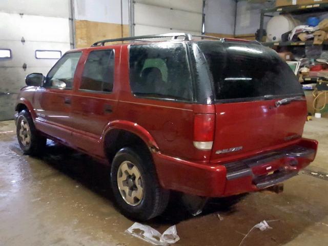 1GNDT13W82K109030 - 2002 CHEVROLET BLAZER BURGUNDY photo 3