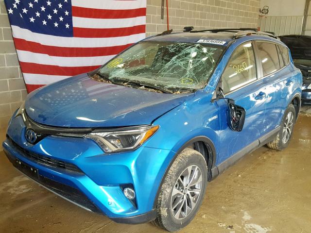 JTMRJREV6HD130303 - 2017 TOYOTA RAV4 HV LE BLUE photo 2