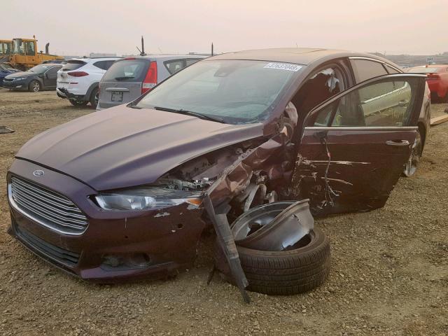 3FA6P0D91DR100294 - 2013 FORD FUSION TIT BURGUNDY photo 2