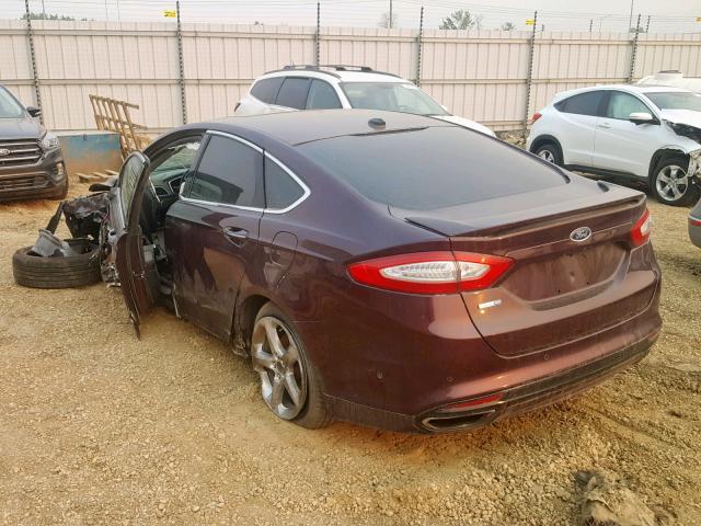 3FA6P0D91DR100294 - 2013 FORD FUSION TIT BURGUNDY photo 3