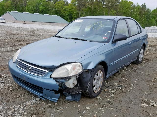 2HGEJ6611YH560950 - 2000 HONDA CIVIC BASE BLUE photo 2