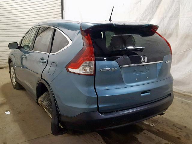 5J6RM4H74DL062438 - 2013 HONDA CR-V EXL BLUE photo 3