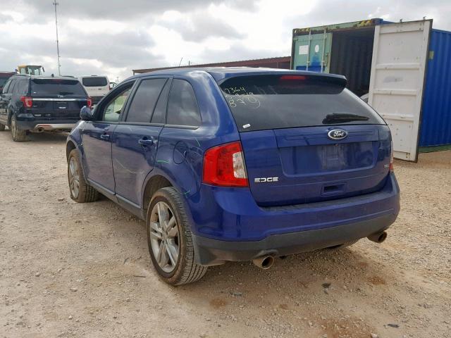 2FMDK3JC5DBA03059 - 2013 FORD EDGE SEL BLUE photo 3