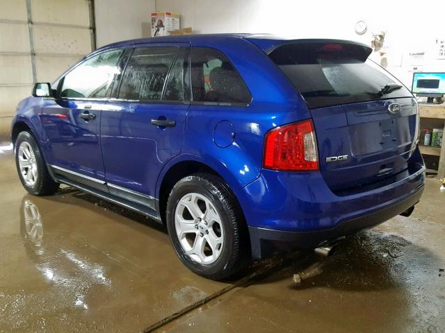 2FMDK3G96DBB94714 - 2013 FORD EDGE SE BLUE photo 3