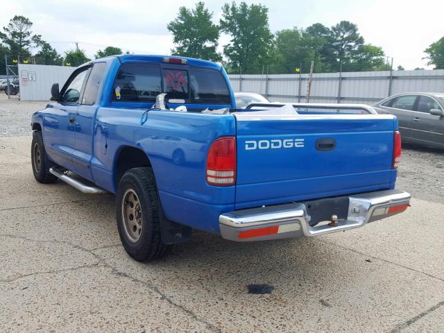 1B7GL22X4XS113833 - 1999 DODGE DAKOTA BLUE photo 3