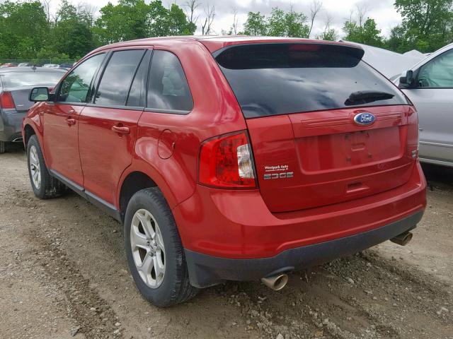 2FMDK4JC3CBA80100 - 2012 FORD EDGE SEL RED photo 3