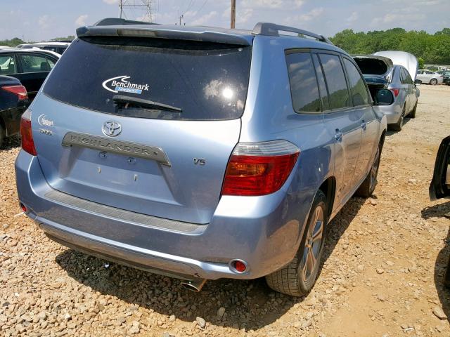 JTEDS43A582012521 - 2008 TOYOTA HIGHLANDER BLUE photo 4