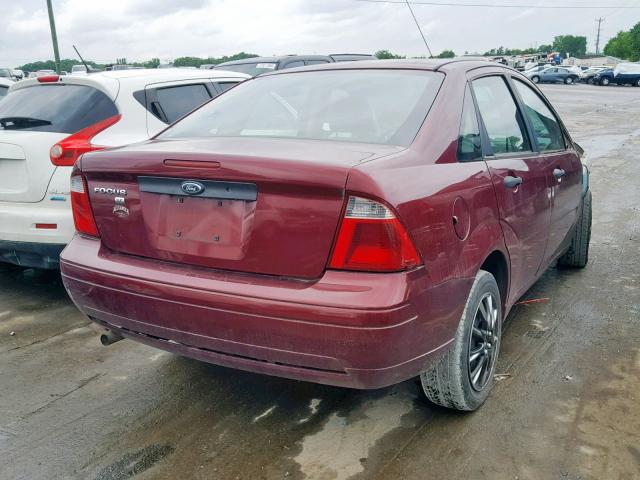 1FAHP34N07W129200 - 2007 FORD FOCUS ZX4 BURGUNDY photo 4