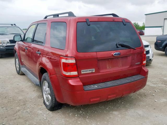 1FMCU93Z38KC80198 - 2008 FORD ESCAPE XLT RED photo 3