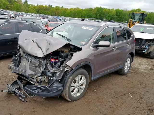 5J6RM4H77DL058142 - 2013 HONDA CR-V EXL BROWN photo 2