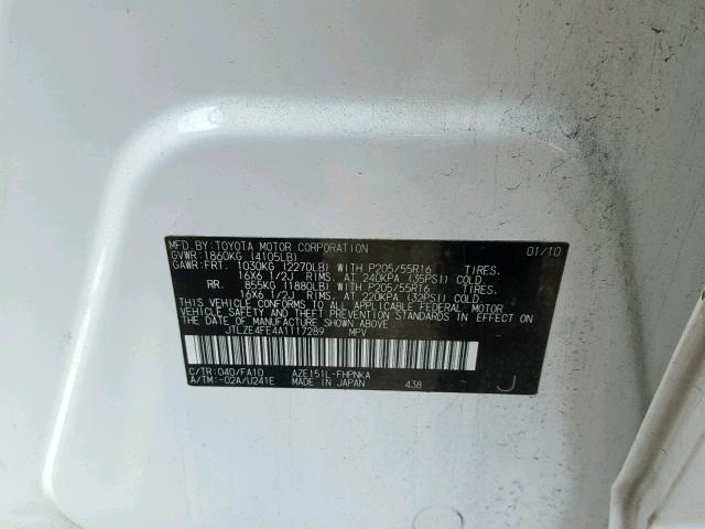 JTLZE4FE4A1117289 - 2010 TOYOTA SCION XB 白色 照片 10