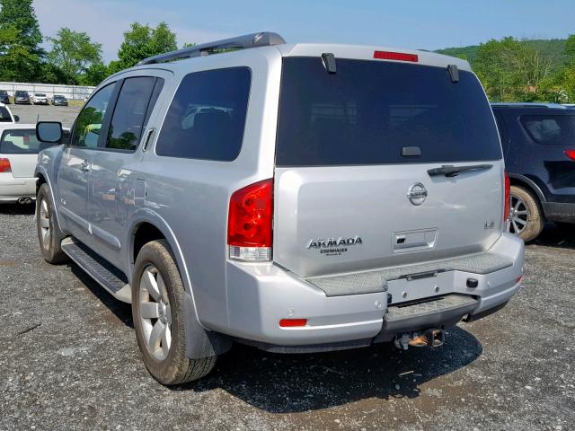 5N1AA08C88N626809 - 2008 NISSAN ARMADA SE SILVER photo 3