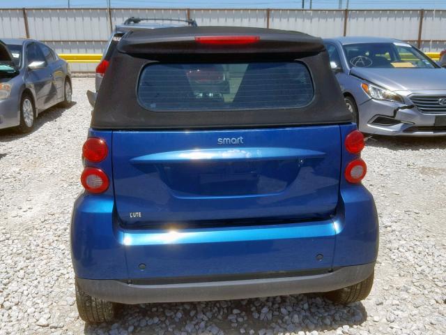 WMEEK31X28K140680 - 2008 SMART FORTWO PAS BLUE photo 6