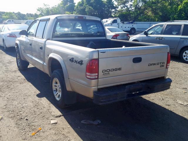 1D7HG48N73S324051 - 2003 DODGE DAKOTA QUA TAN photo 3