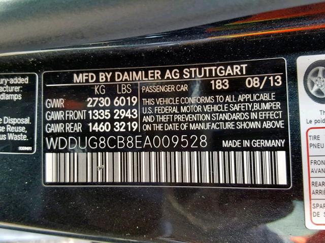 WDDUG8CB8EA009528 - 2014 MERCEDES-BENZ S 550 BLACK photo 10