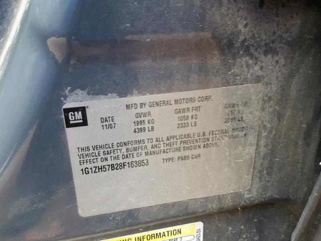 1G1ZH57B28F163853 - 2008 CHEVROLET MALIBU 1LT 灰色 照片 10