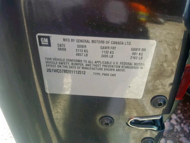 2G1WC57M291112512 - 2009 CHEVROLET IMPALA 2LT BLACK photo 10