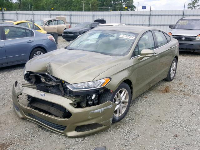 3FA6P0H73DR153247 - 2013 FORD FUSION SE GREEN photo 2