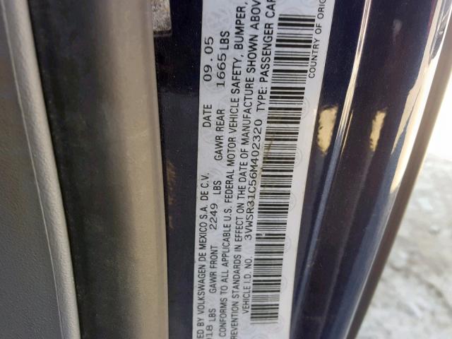 3VWSR31C56M402320 - 2006 VOLKSWAGEN NEW BEETLE Mavi foto 10