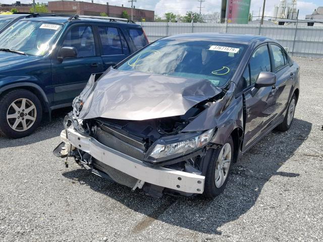 19XFB2F54DE037939 - 2013 HONDA CIVIC LX GRAY photo 2