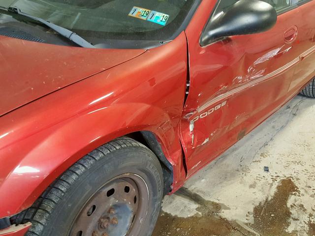 1B3EJ46X01N707667 - 2001 DODGE STRATUS SE RED photo 9