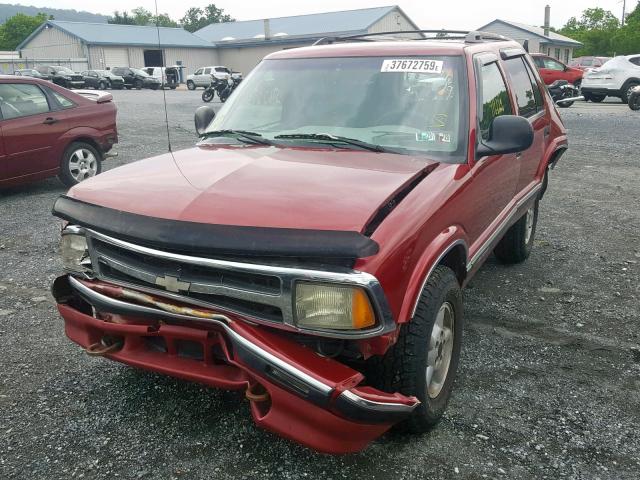 1GNDT13W7V2249994 - 1997 CHEVROLET BLAZER RED photo 2