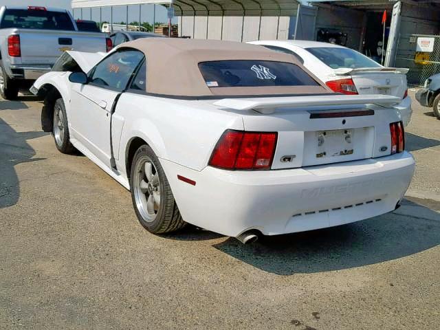 1FAFP45X62F236130 - 2002 FORD MUSTANG GT WHITE photo 3