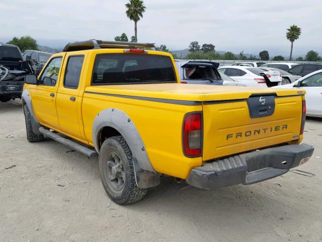 1N6ED29X12C357689 - 2002 NISSAN FRONTIER C YELLOW photo 3