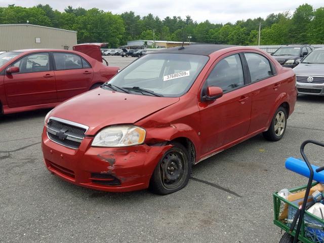 KL1TD56E19B393128 - 2009 CHEVROLET AVEO LS RED photo 2