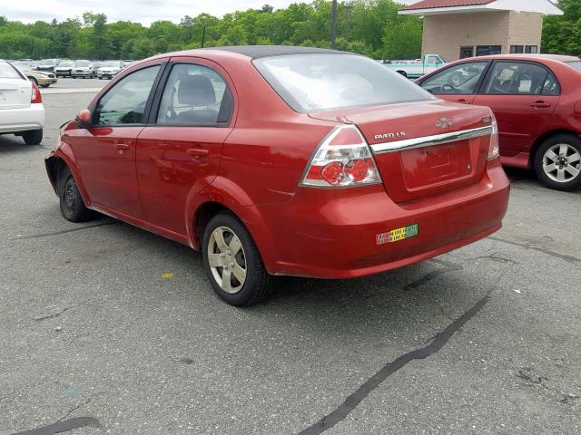 KL1TD56E19B393128 - 2009 CHEVROLET AVEO LS RED photo 3