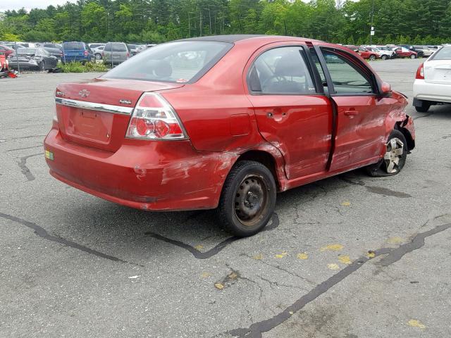 KL1TD56E19B393128 - 2009 CHEVROLET AVEO LS RED photo 4