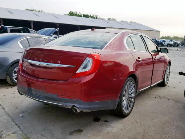 1LNHL9DK1FG605487 - 2015 LINCOLN MKS RED photo 4