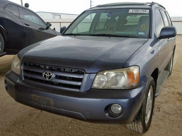 JTEDP21A450063587 - 2005 TOYOTA HIGHLANDER BLUE photo 2