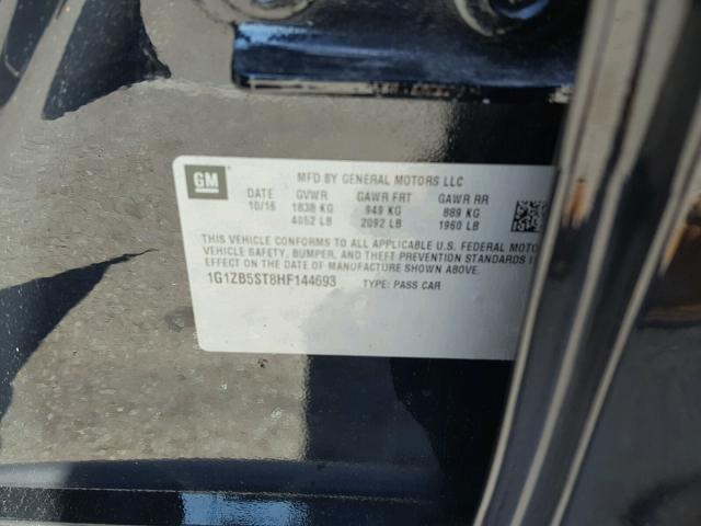 1G1ZB5ST8HF144693 - 2017 CHEVROLET MALIBU LS Графитовый фото 10