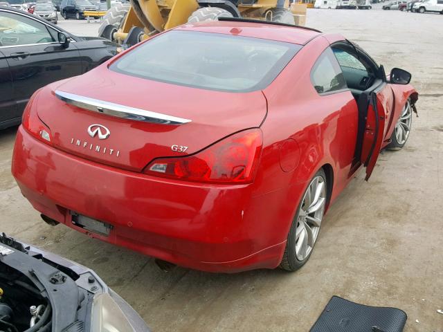 JN1CV6EK7AM104297 - 2010 INFINITI G37 BASE RED photo 4