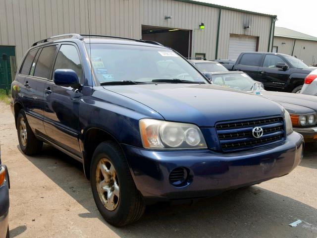 JTEGD21A020021578 - 2002 TOYOTA HIGHLANDER BLUE photo 1