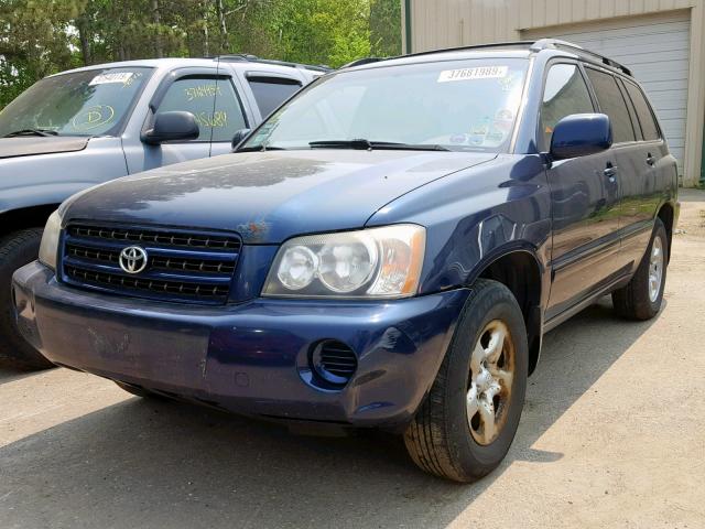 JTEGD21A020021578 - 2002 TOYOTA HIGHLANDER BLUE photo 2