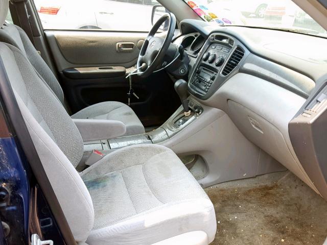 JTEGD21A020021578 - 2002 TOYOTA HIGHLANDER BLUE photo 5