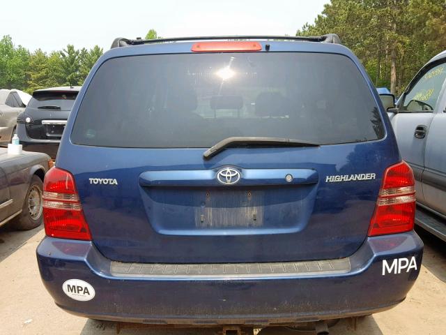 JTEGD21A020021578 - 2002 TOYOTA HIGHLANDER BLUE photo 9