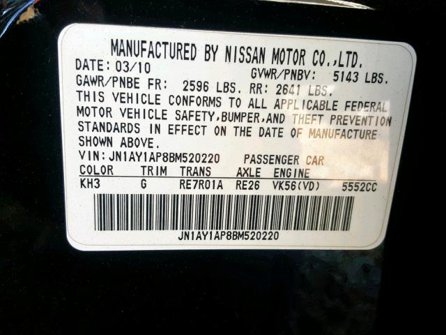 JN1AY1AP8BM520220 - 2011 INFINITI M56 BLACK photo 10