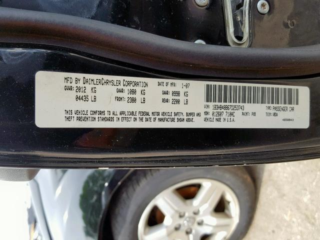 1B3HB48B67D253743 - 2007 DODGE CALIBER SX BLACK photo 10